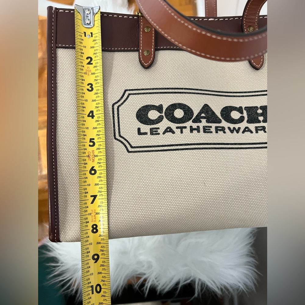 Coach Canvas Tote with Brown Leather Trim - Picture 13 of 16